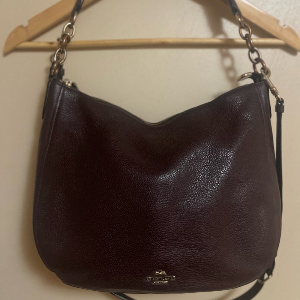 Coach Dark Brown Leather Hobo Bag